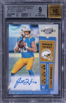 2020 Panini Contenders Optic 00 Contenders Throwback Rookie Autographs #2 Justin Herbert Signed Rookie Card (#20/25) - BGS MINT 9/BGS 10